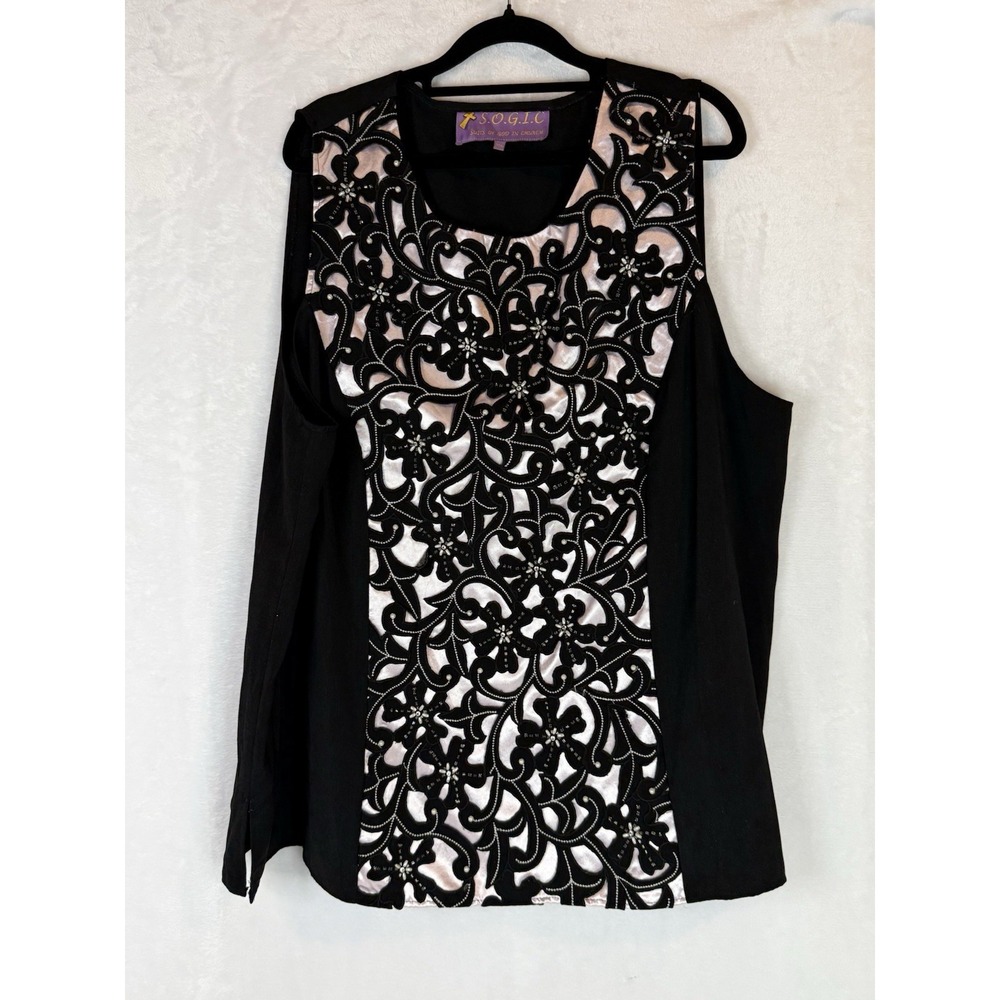 SOGIC‎ Suits Of God In Church Womens Plus 20W Black Pink Embellished Floral